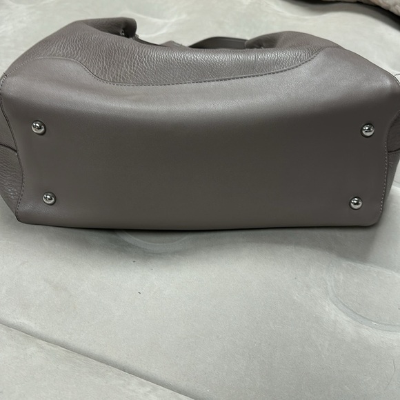 SONDRA ROBERTS Squared Gray Vegan Leather Double Handle Large Hobo Shoulder Bag - Picture 3 of 11